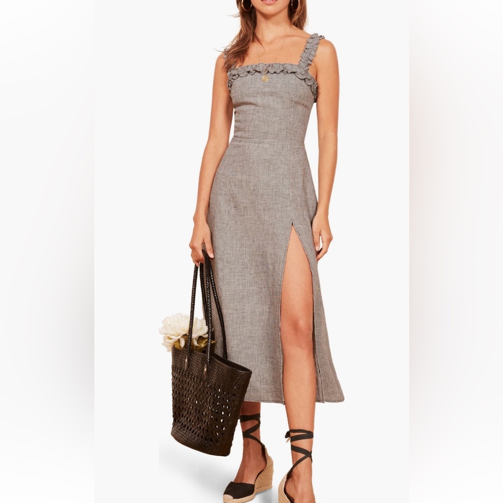 Reformation Gray Midi Dress